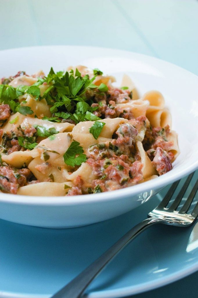 Pasta with crumbled sausage and lemon Pasta with crumbled sausage and lemon