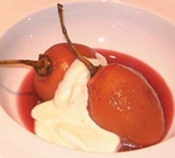 Poached vanilla tamarillos