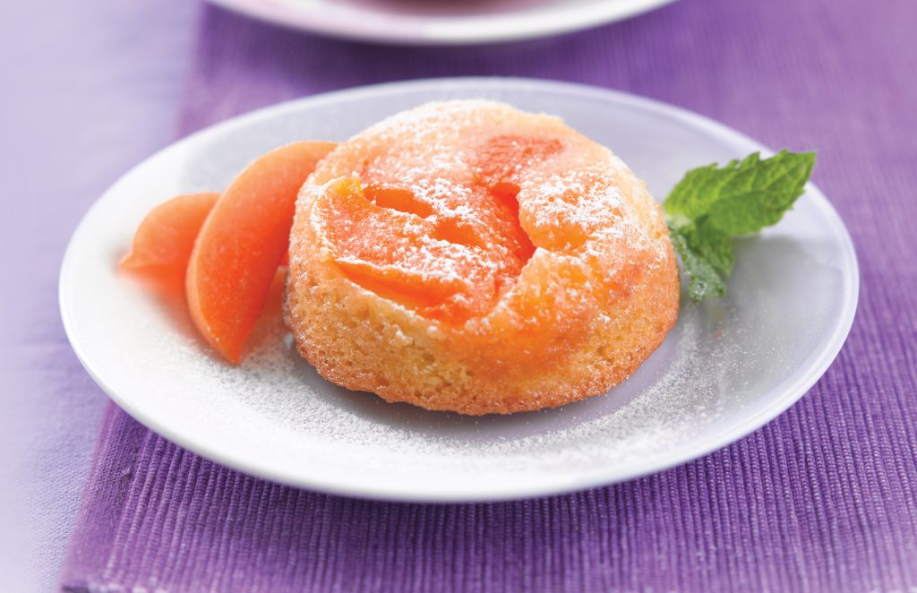 Apricot and almond upside-down puds Apricot and almond upside-down puds