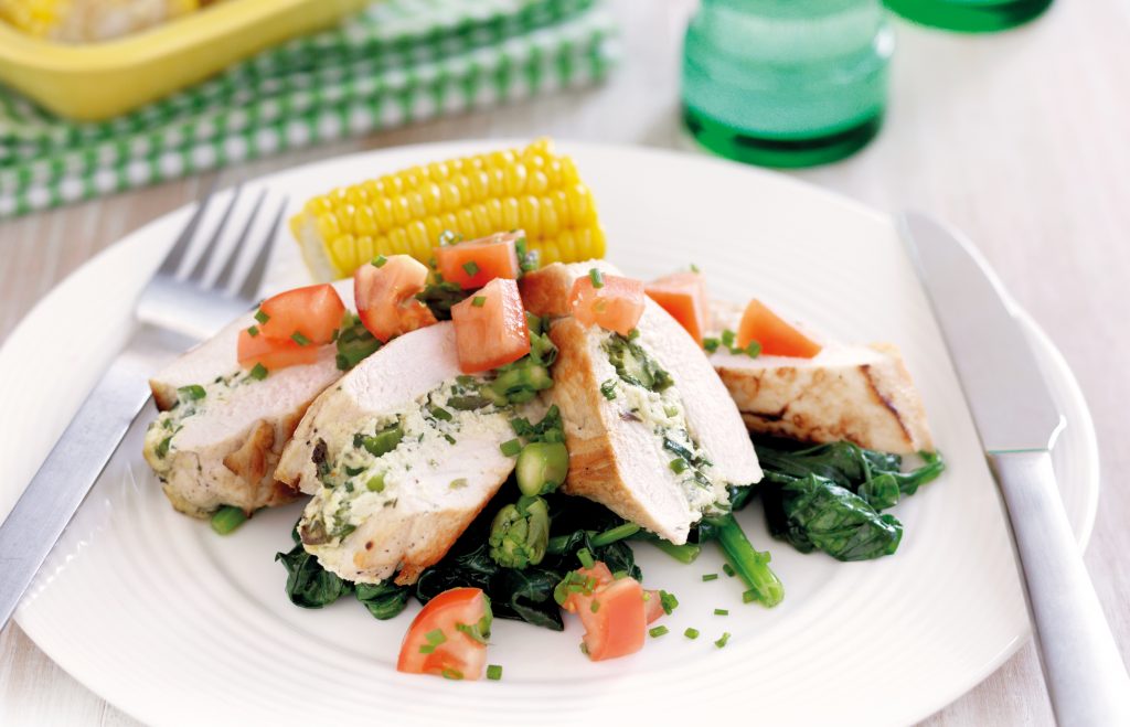 Asparagus, ricotta and basil-stuffed chicken