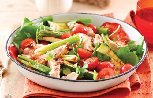 BBQ chicken salad with zingy ginger dressing