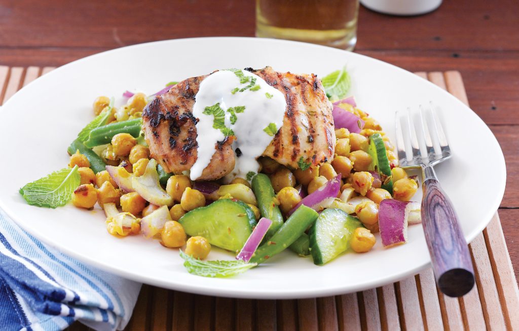 BBQ chicken with spicy chickpeas BBQ chicken with spicy chickpeas