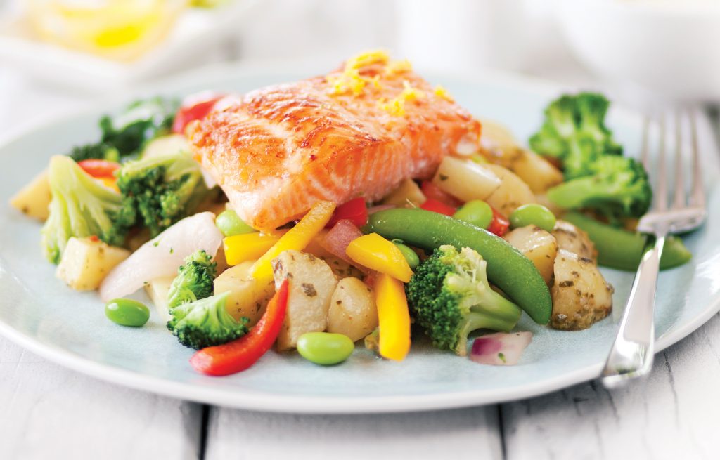 Baked salmon with roasted veges Baked salmon with roasted veges