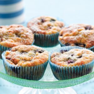 Banana, blueberry and coconut muffins