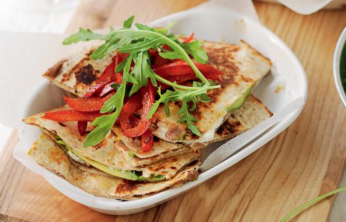 Bean and avocado quesadillas