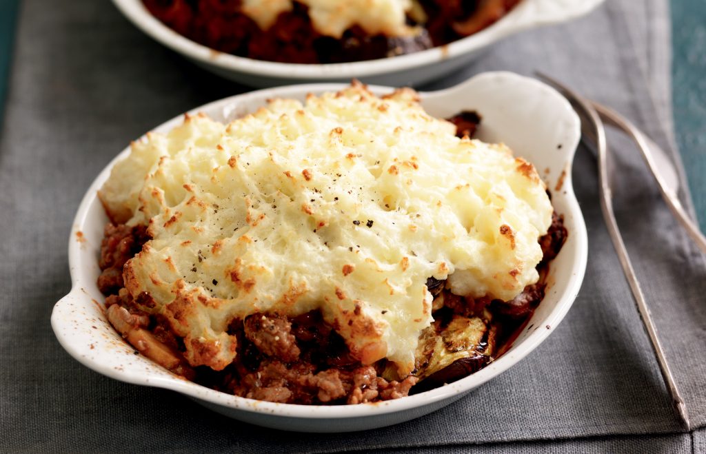 Beef and eggplant pies with parmesan and potato topping Beef and eggplant pies with parmesan and potato topping