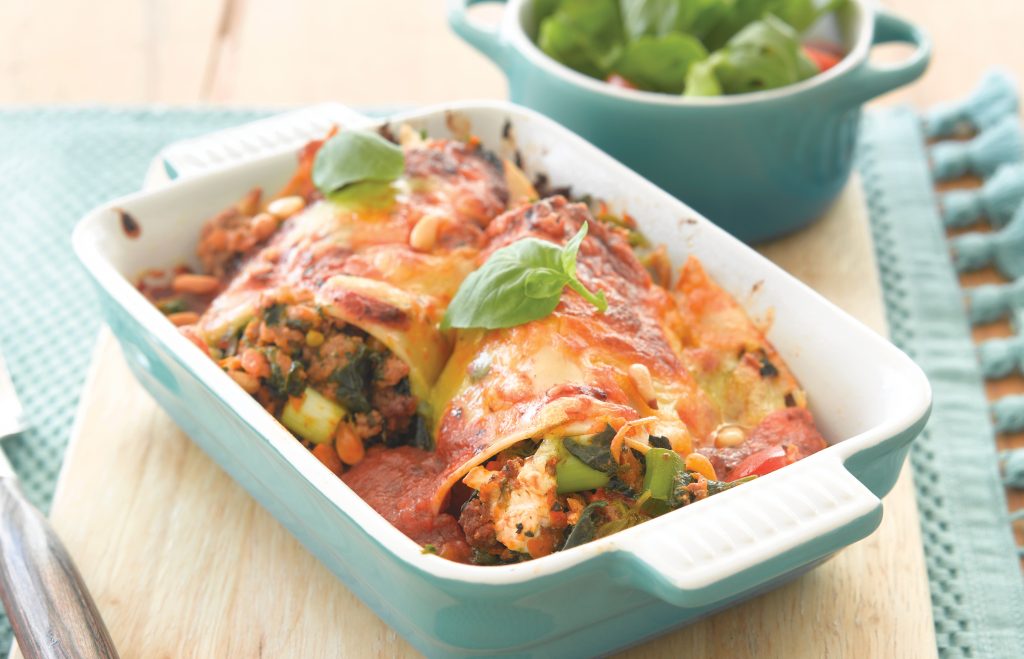 Beef, spinach and feta cannelloni with pine nuts Beef, spinach and feta cannelloni with pine nuts