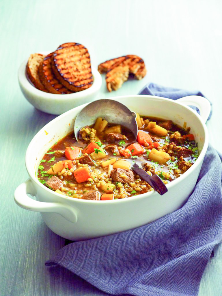 Beef and beer stew with crusty garlic bread Beef and beer stew with crusty garlic bread