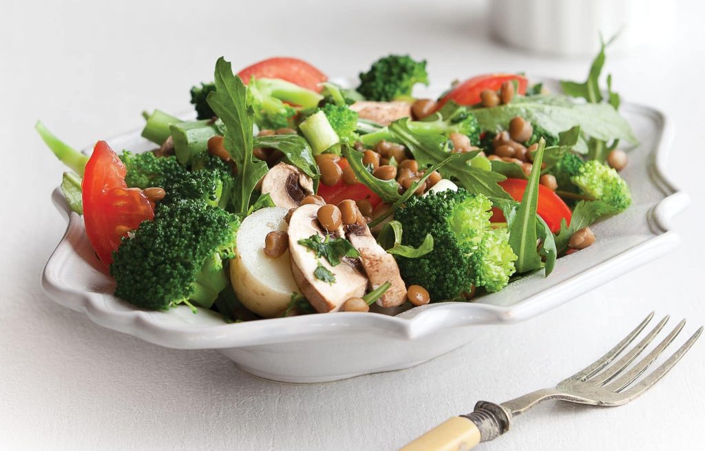 Broccoli, lentil and mushroom salad Broccoli, lentil and mushroom salad