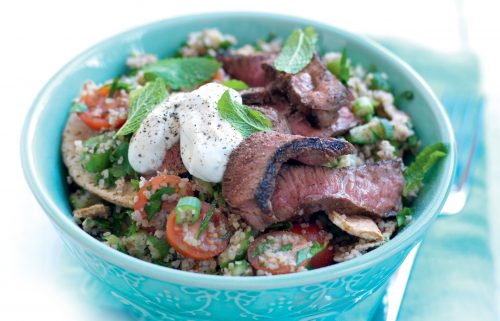 Bulgar wheat fattoush with sumac-spiced lamb
