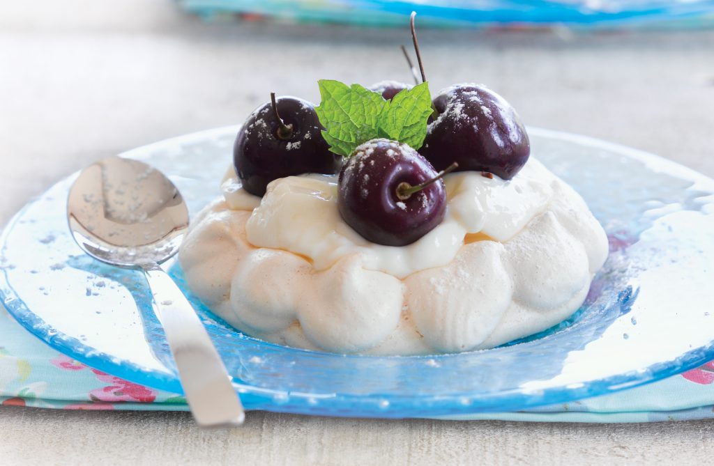 Cherry-topped meringue nests Cherry-topped meringue nests
