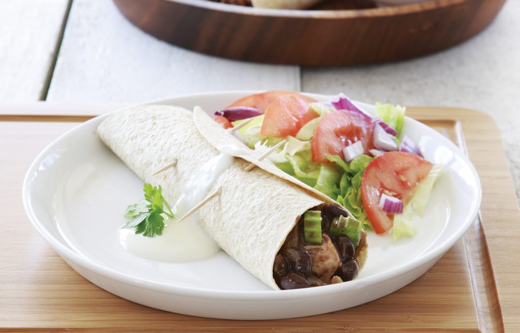 Chicken and chilli bean burritos