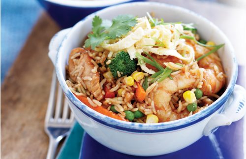 Chicken and prawn fried rice