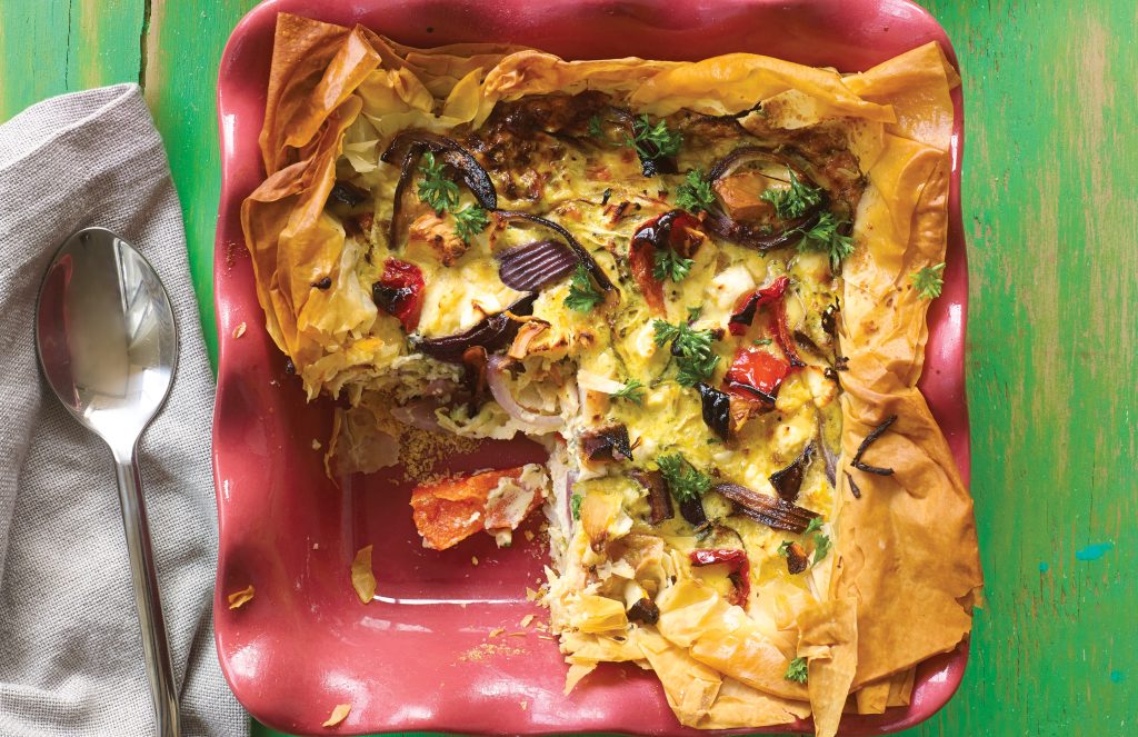 Chicken and vegetable quiche tart