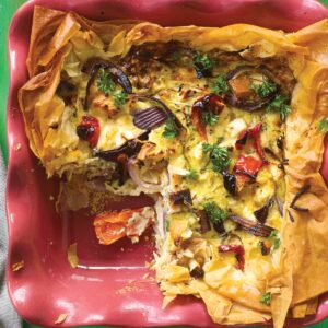 Chicken and vegetable quiche tart
