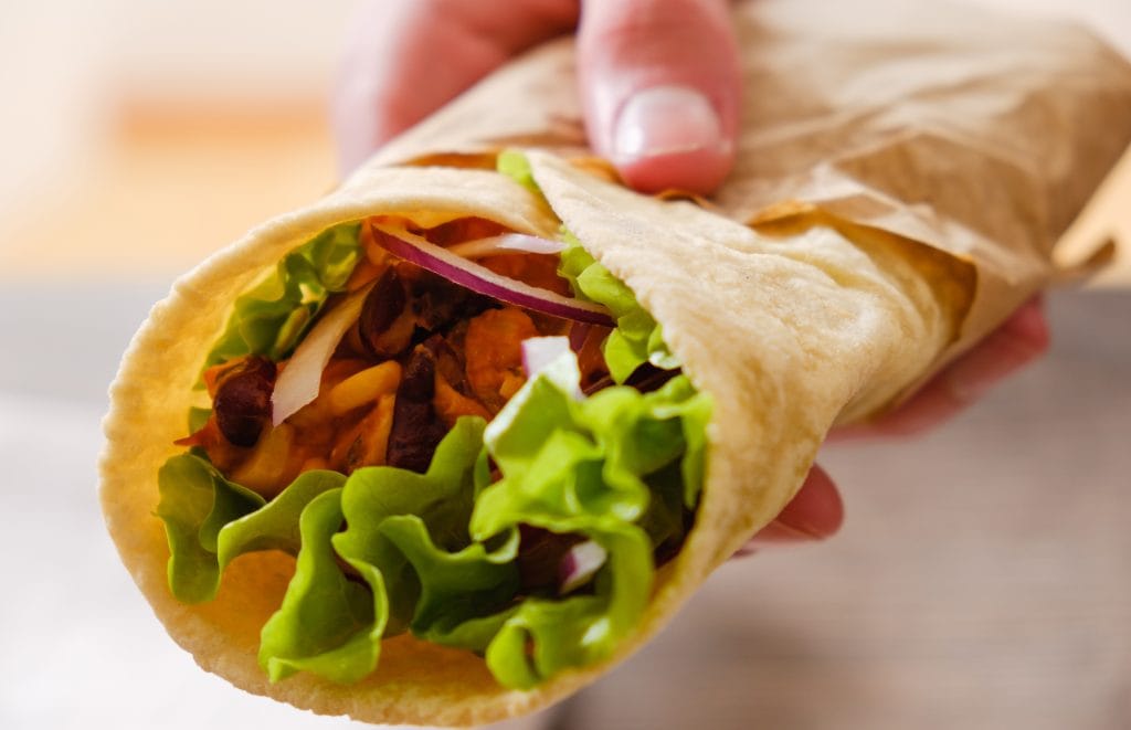 Speedy chicken and chilli bean burritos