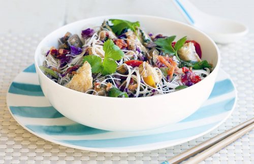Chicken stir-fry with noodles