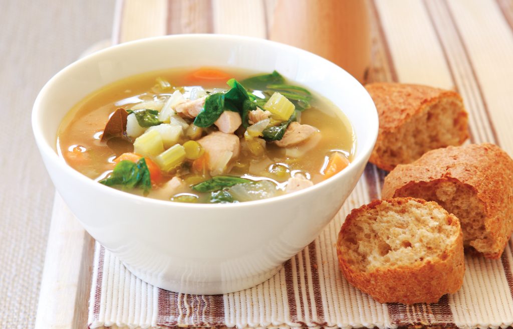 Chicken, vegetable and spinach broth