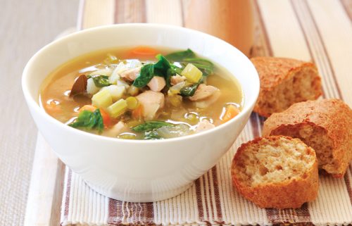 Chicken, vegetable and spinach broth