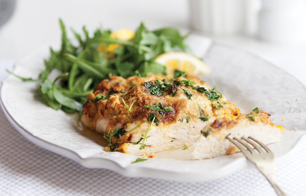 Chicken with fruity chickpea topping Chicken with fruity chickpea topping