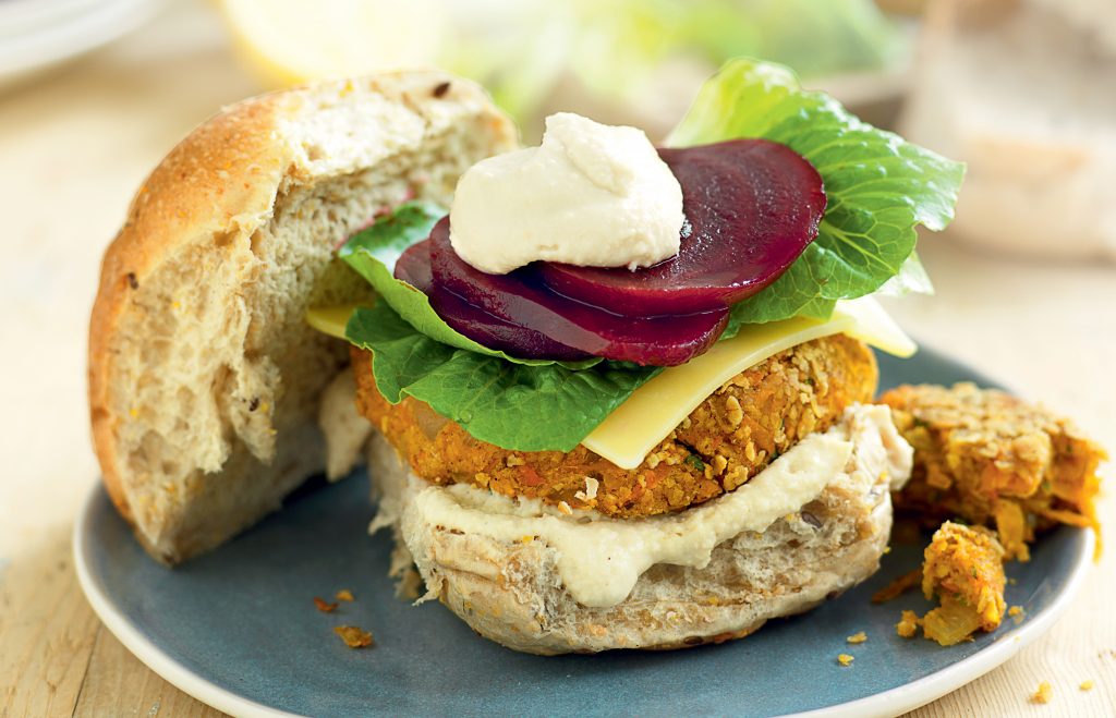 Chickpea, vege and coriander burgers