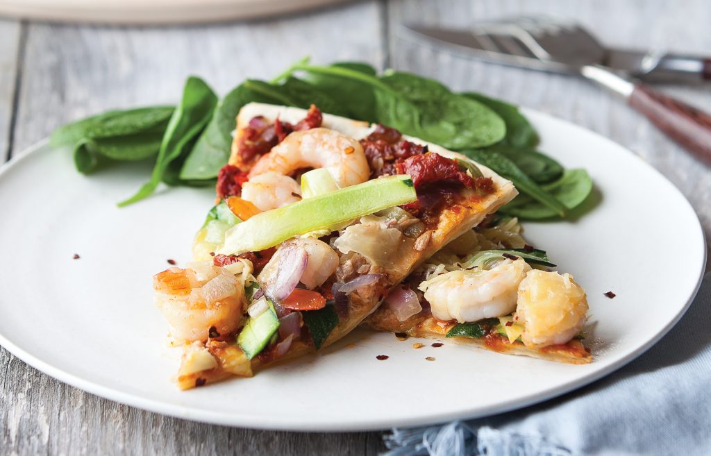 Chilli prawn pizza Chilli prawn pizza