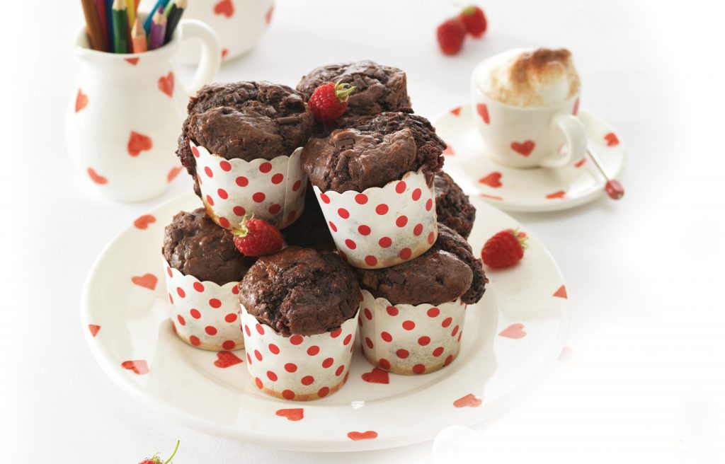 Chocolate raspberry muffins Chocolate raspberry muffins