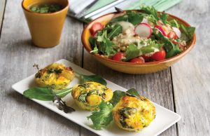 Courgette and sage frittatas with quinoa radish salad