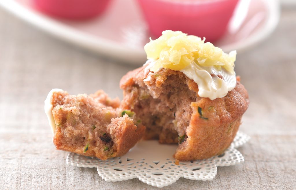 Courgette cupcakes with pineapple frosting