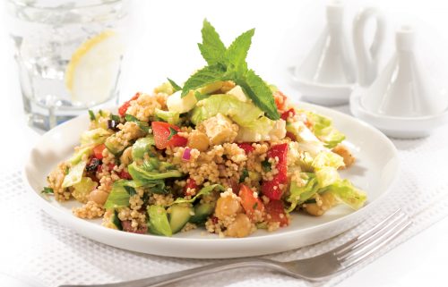 Couscous and chickpea salad with orange-balsamic dressing