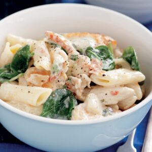 Creamy chicken and sun-dried tomato penne