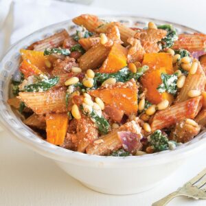 Creamy tofu and pumpkin pasta