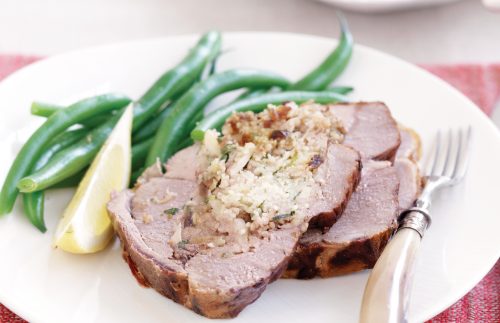 Date and almond baked lamb
