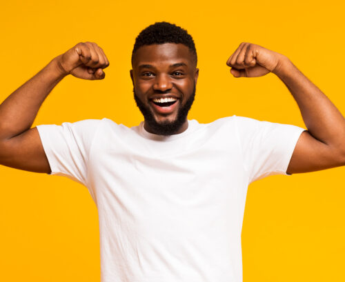 Man flexing muscles