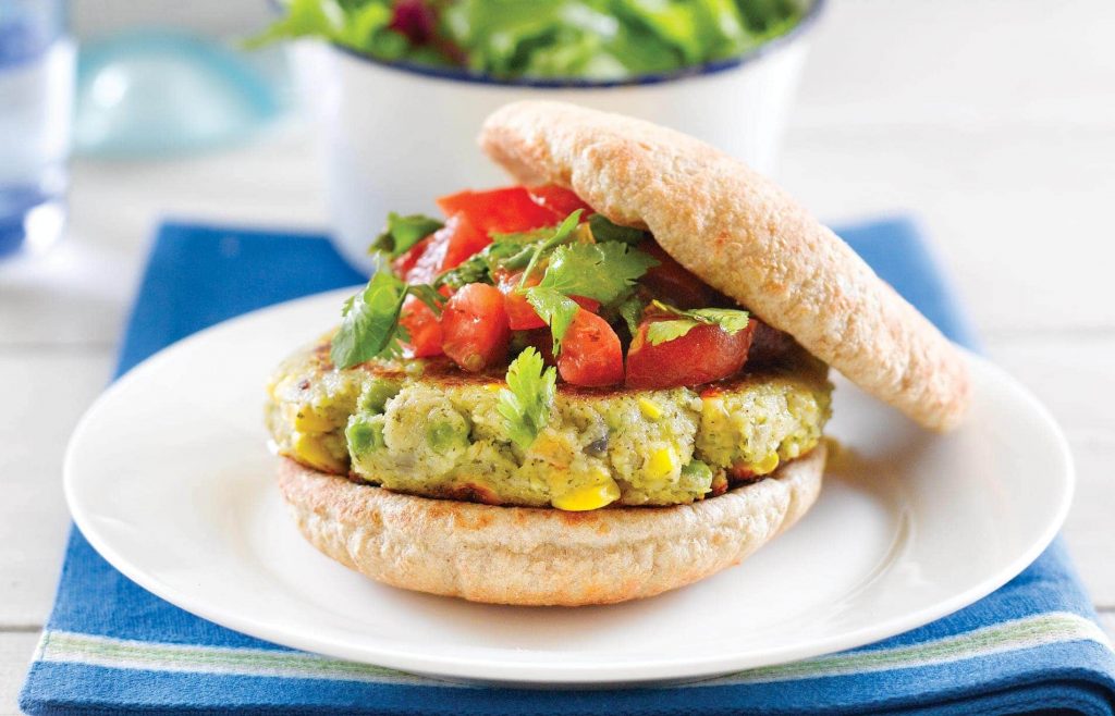 Falafel burger with tomato salsa Falafel burger with tomato salsa