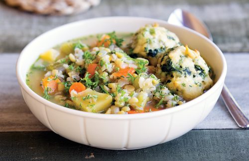 Farmhouse soup with spinach dumplings