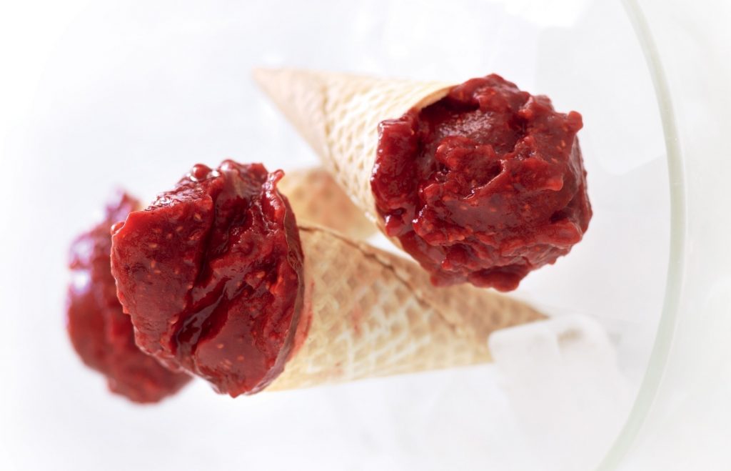 Frozen raspberry sorbet