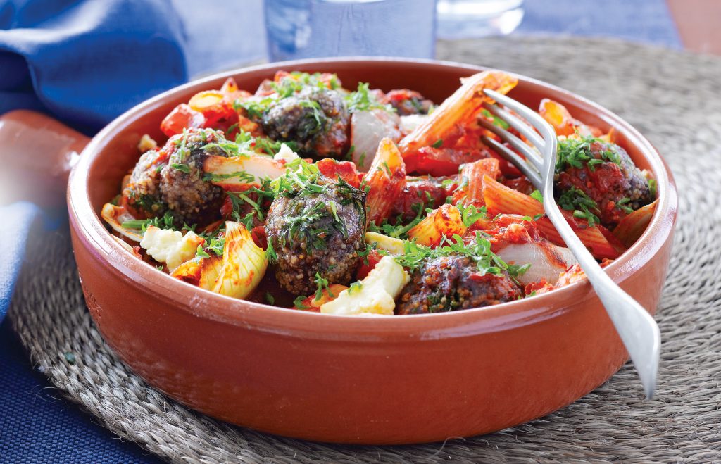 Greek-style meatball tray bake Greek-style meatball tray bake