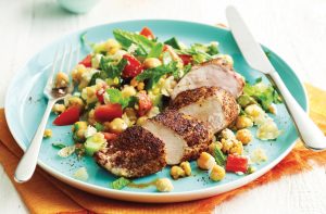 Grilled chicken with fresh summer salad