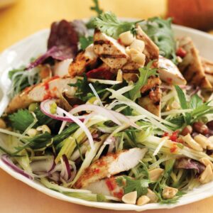 Grilled chilli chicken with green mango salad