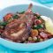 Grilled pork cutlets with warm chickpea salad