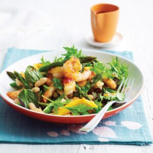 Grilled prawn, mango and asparagus salad