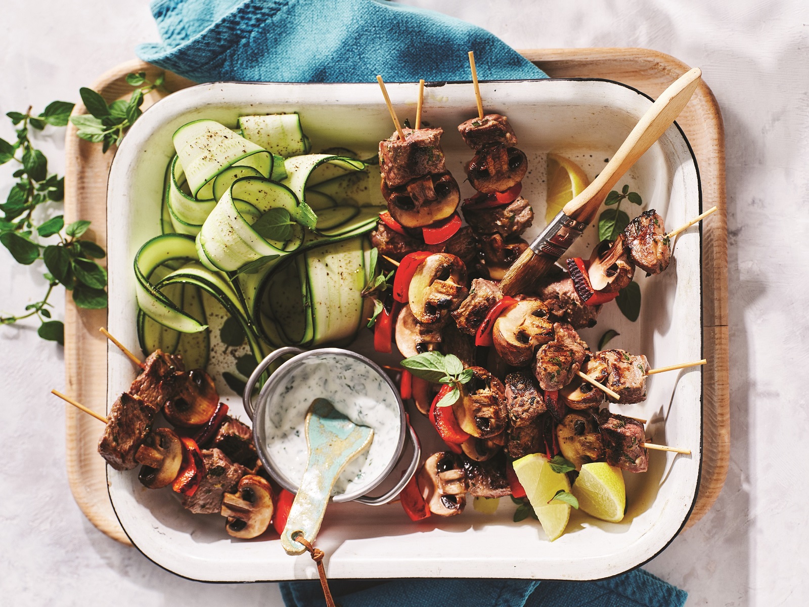 Lamb kebabs with zucchini salad - Healthy Food Guide