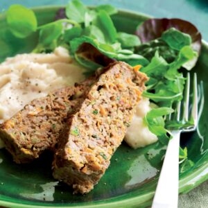 Vegful Italian meat loaf with cannellini bean mash
