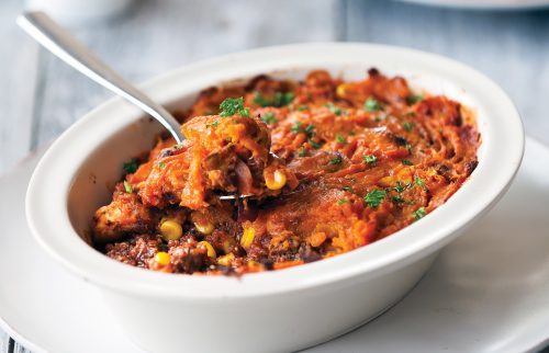 Kumara-topped mince pie