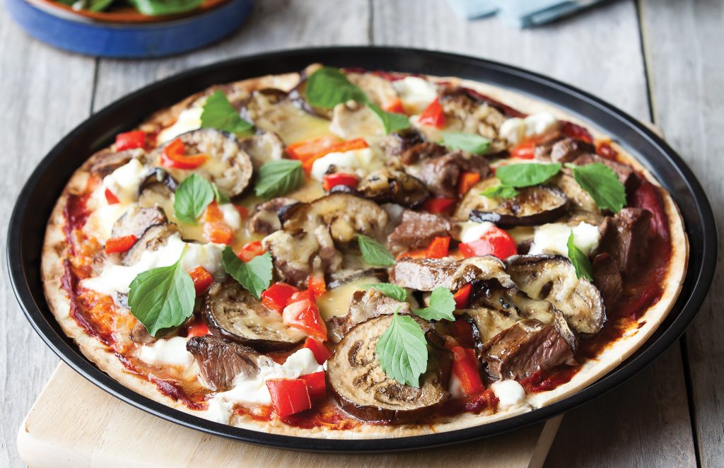 Lamb, eggplant and mint pizza Lamb, eggplant and mint pizza