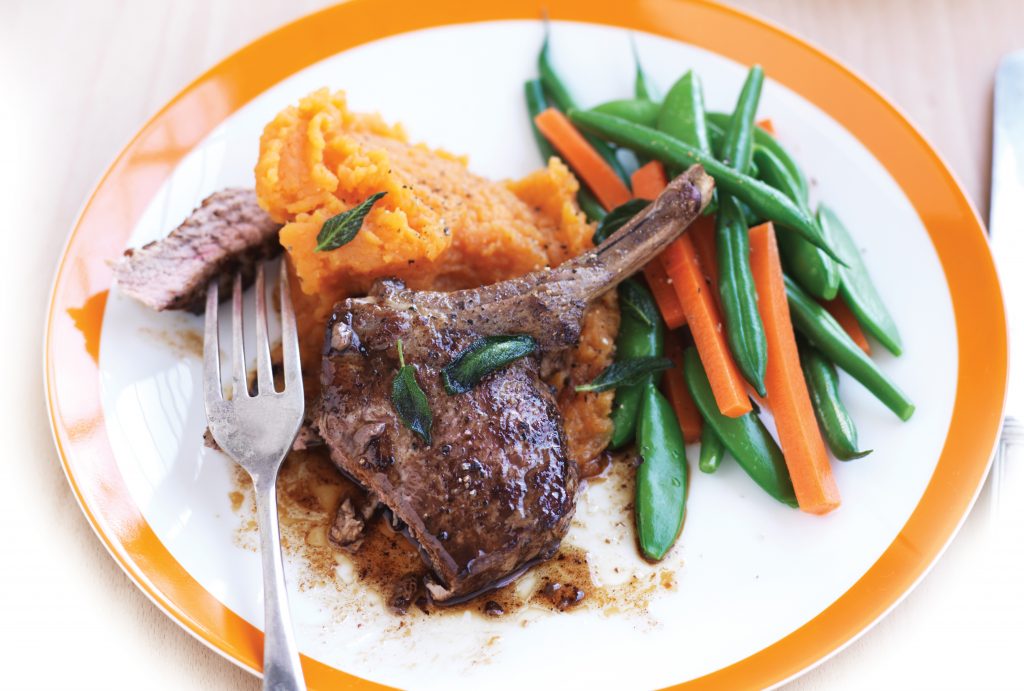 Lamb with sage and kumara mash Lamb with sage and kumara mash