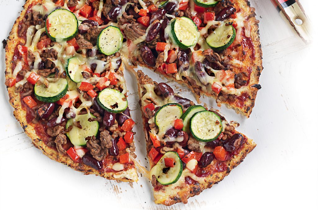 Mexican beef and bean pizza with avocado salsa Mexican beef and bean pizza with avocado salsa