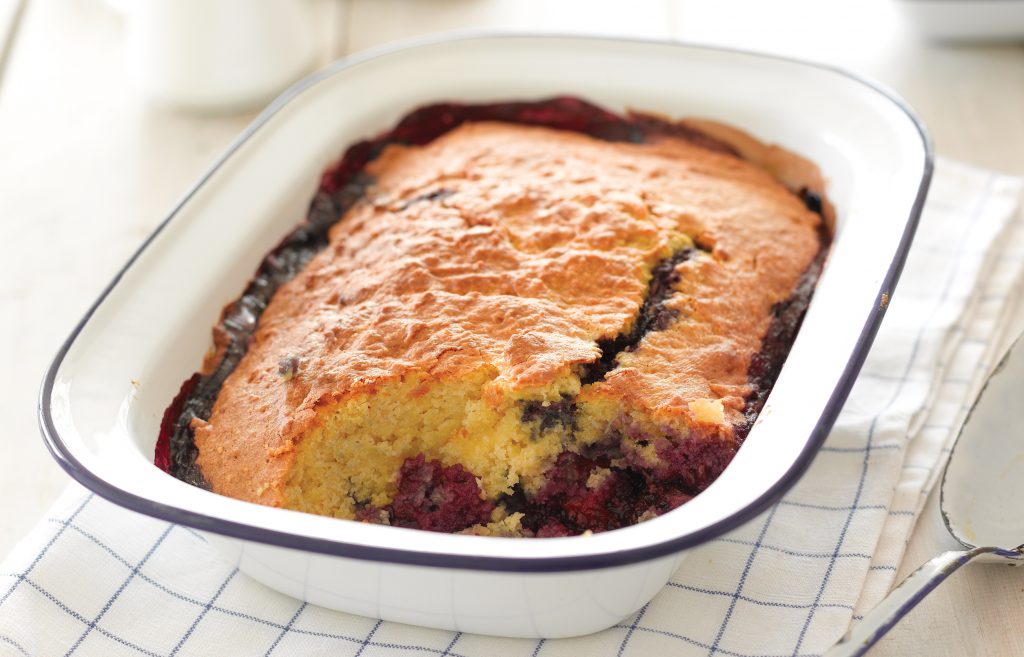 Mixed berry and almond pudding