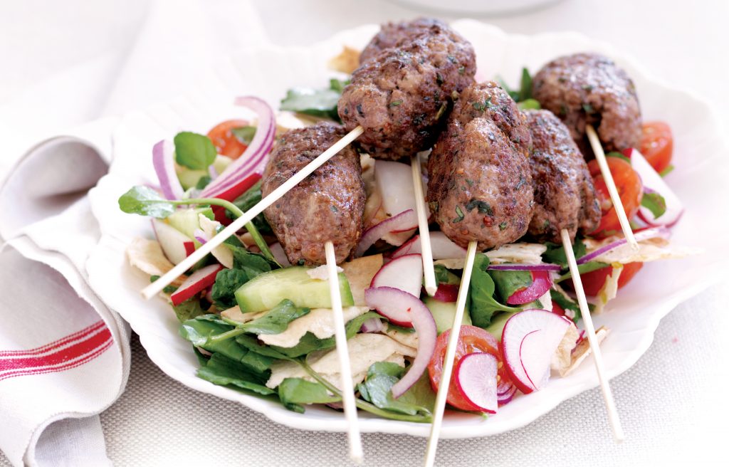 Moroccan lamb koftas and Turkish chopped salad Moroccan lamb koftas and Turkish chopped salad